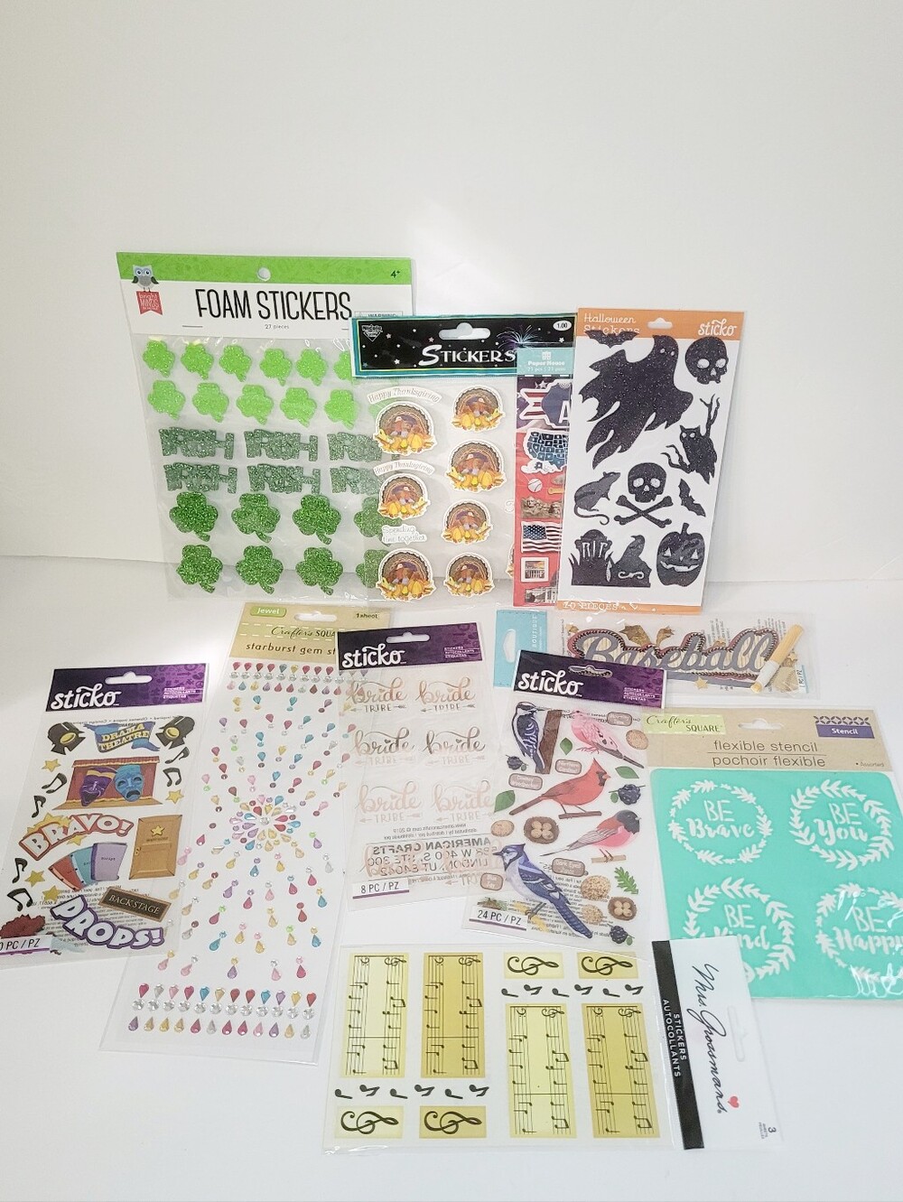 23 Lot Of Scrapbooking Foam 3D Stickers Gems Flexible Stencil Gift Tags Crafts - Picture 2 of 2